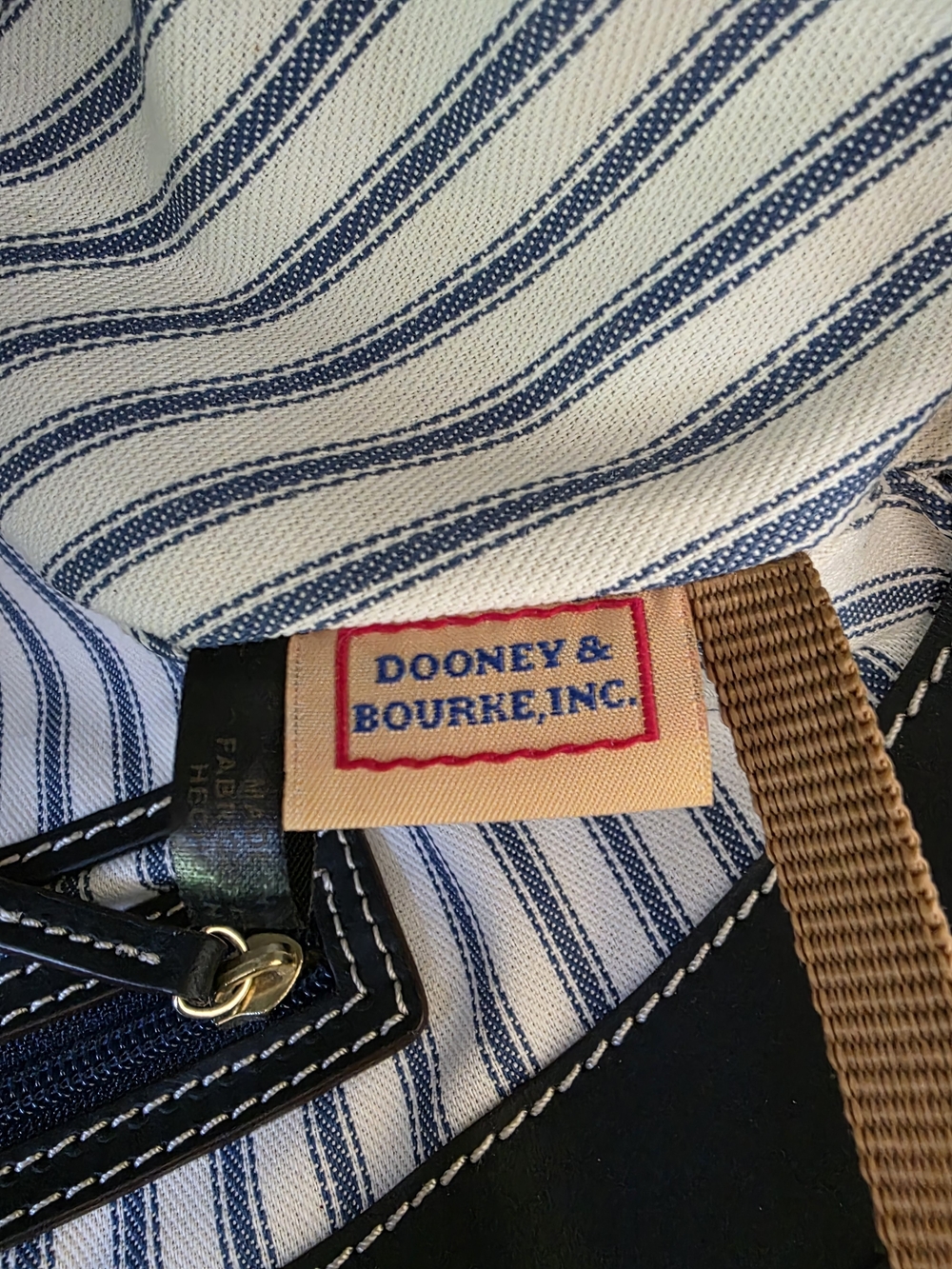 Dooney & Bourke Black Trim Tan Woven Tote Bag - Picture 9 of 13